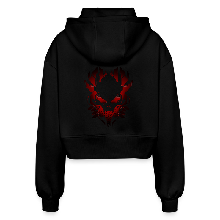 Sanguinary Savant Women’s Oversized Cropped Hooded Jacket - black